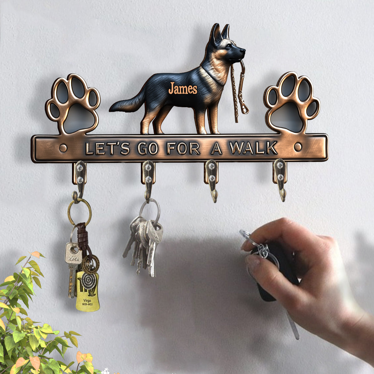 Let's Go For A Walk - Personalized Dog Custom Shaped Key Rack
