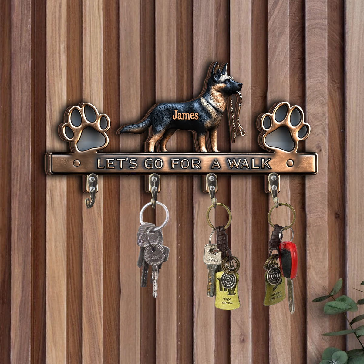 Let's Go For A Walk - Personalized Dog Custom Shaped Key Rack