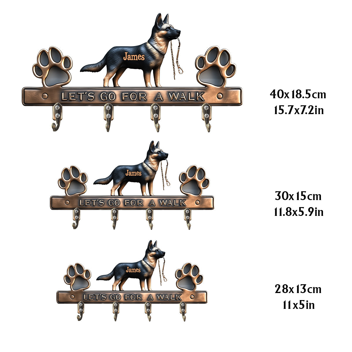 Let's Go For A Walk - Personalized Dog Custom Shaped Key Rack