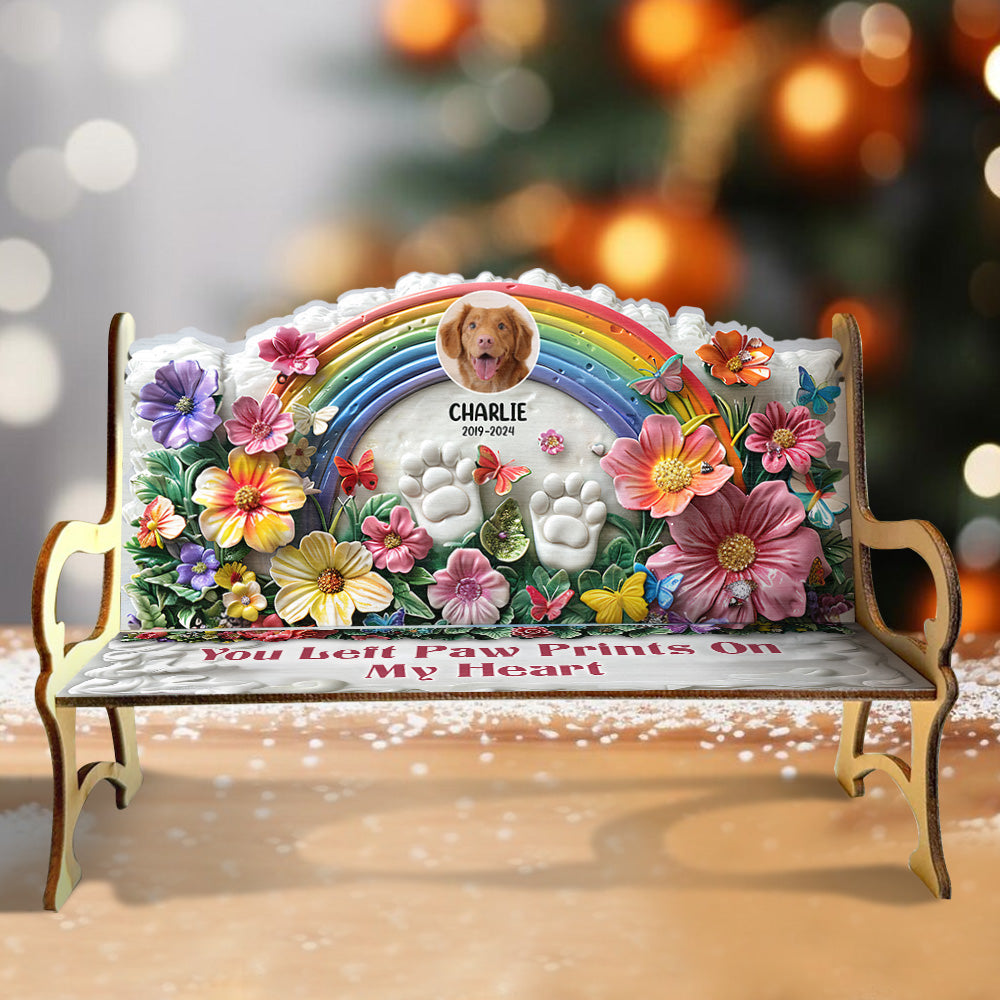 You Left Paws Prints On Our Hearts - Personalized Dog Wooden Bench