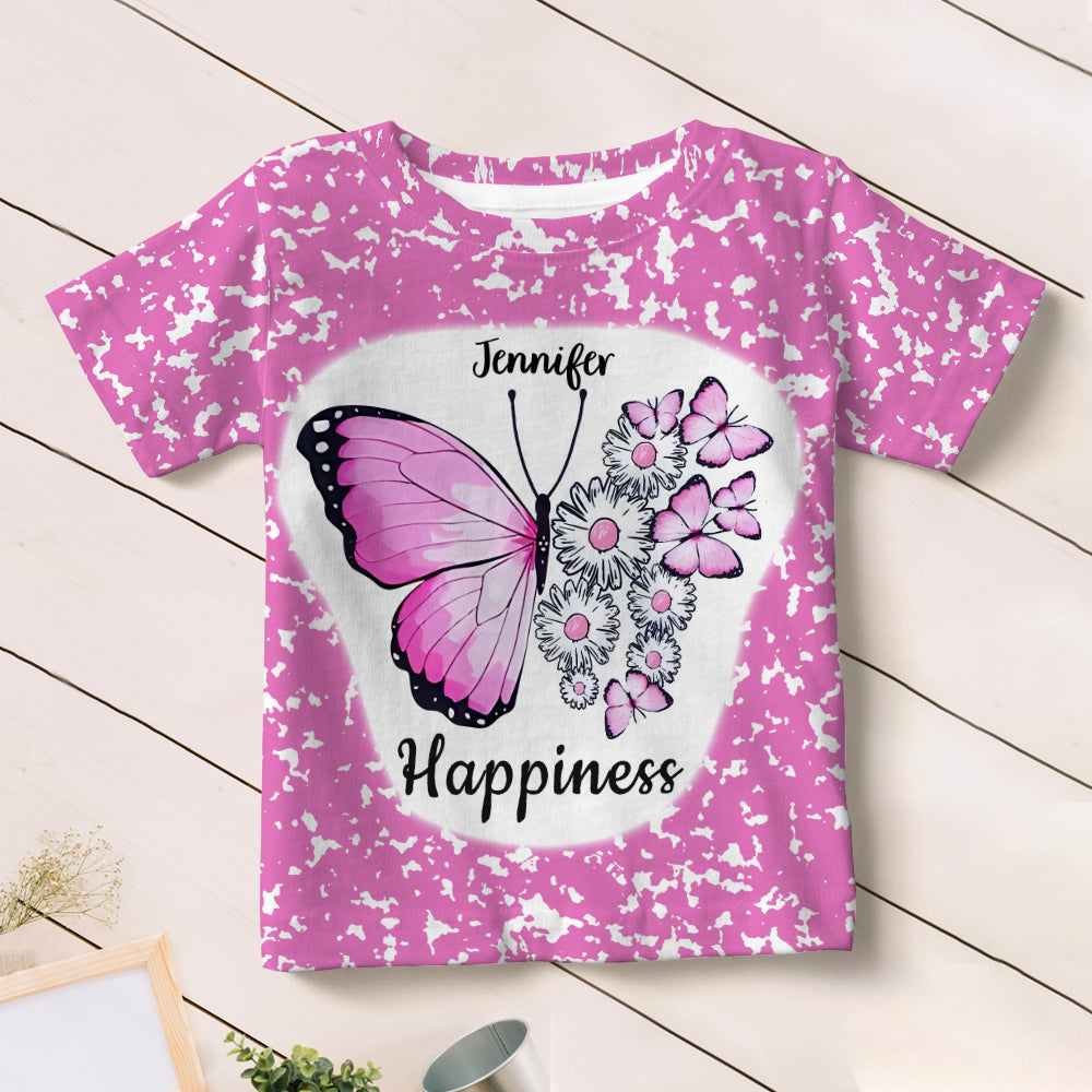 Beautiful Happiness Butterflies - Personalized Kid T-shirt & Kid Flare Leggings