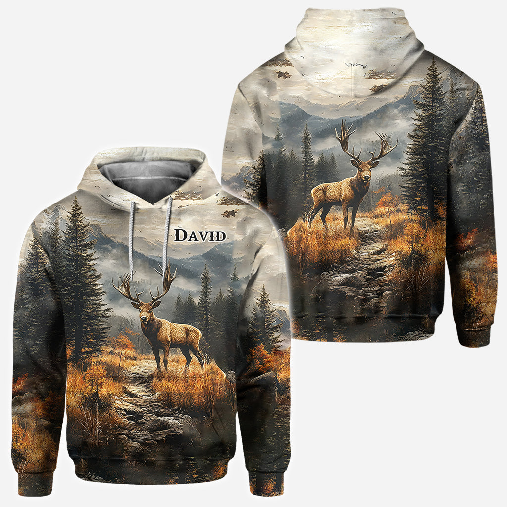 Beliebiger Name, wunderschönes Hirschmotiv - Personalisiertes Jagd-Shirt