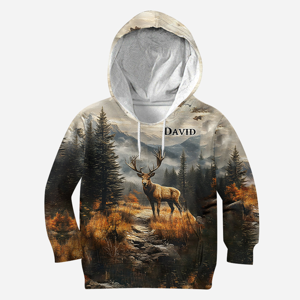 Beliebiger Name, wunderschönes Hirschmotiv - Personalisiertes Jagd-Shirt