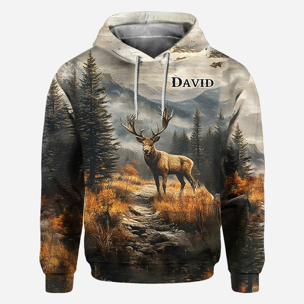 Beliebiger Name, wunderschönes Hirschmotiv - Personalisiertes Jagd-Shirt