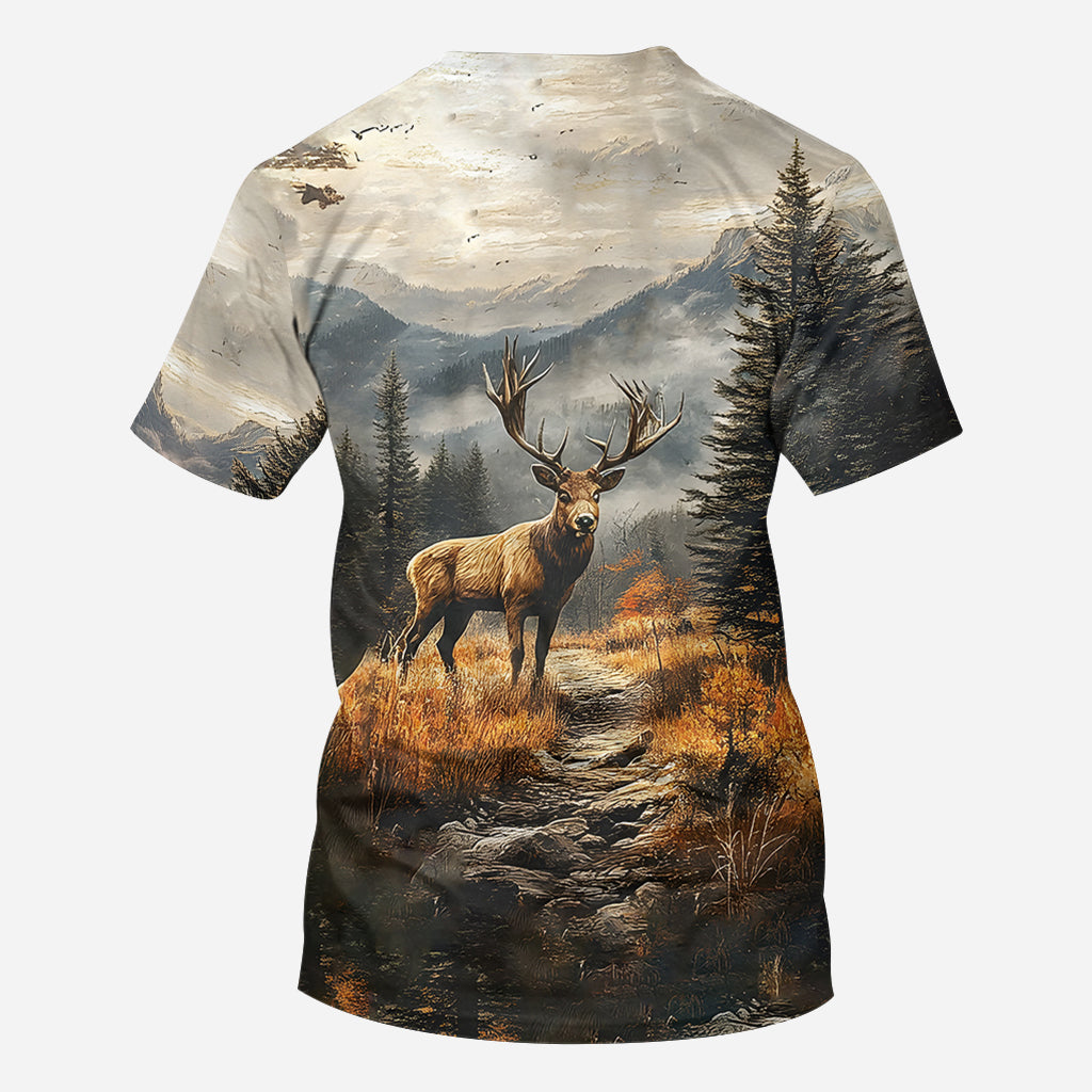 Beliebiger Name, wunderschönes Hirschmotiv - Personalisiertes Jagd-Shirt