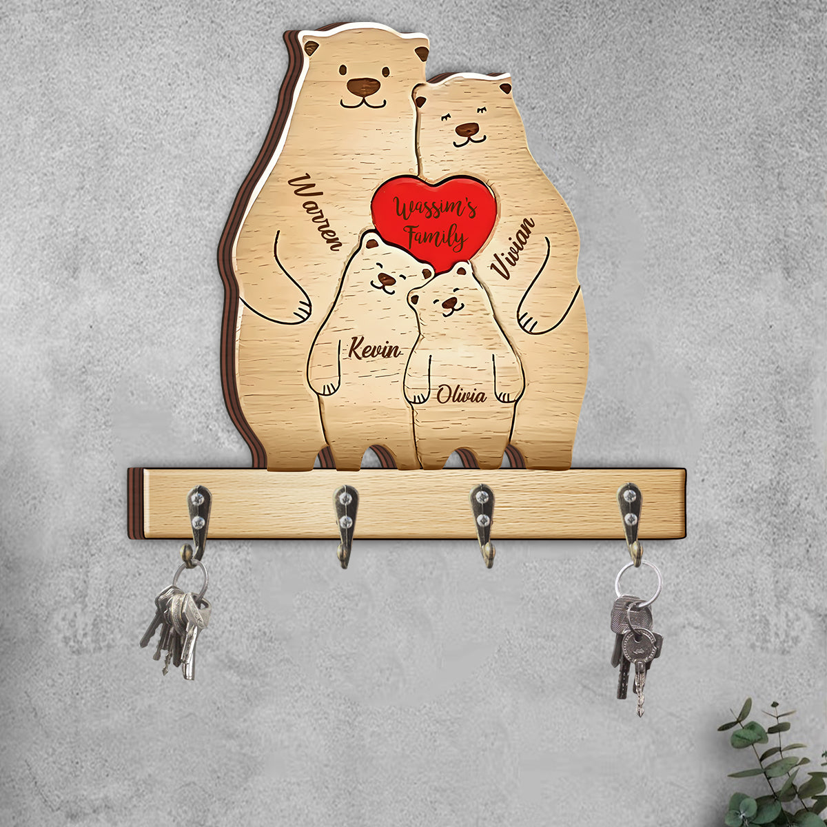 Porte-clés familial personnalisé Happy Family - Porte-clés sur mesure en forme de famille