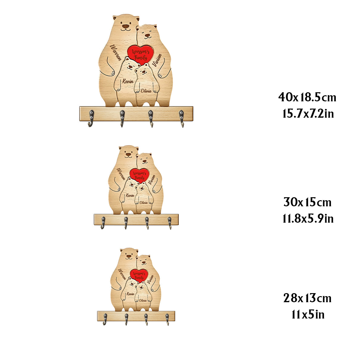 Porte-clés familial personnalisé Happy Family - Porte-clés sur mesure en forme de famille