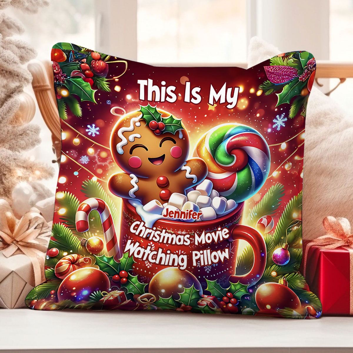 Movie Watching Pillow - Personalized Throw Pillow