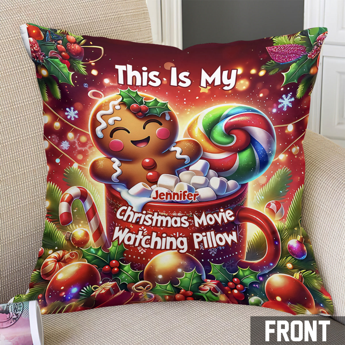 Movie Watching Pillow - Personalized Throw Pillow