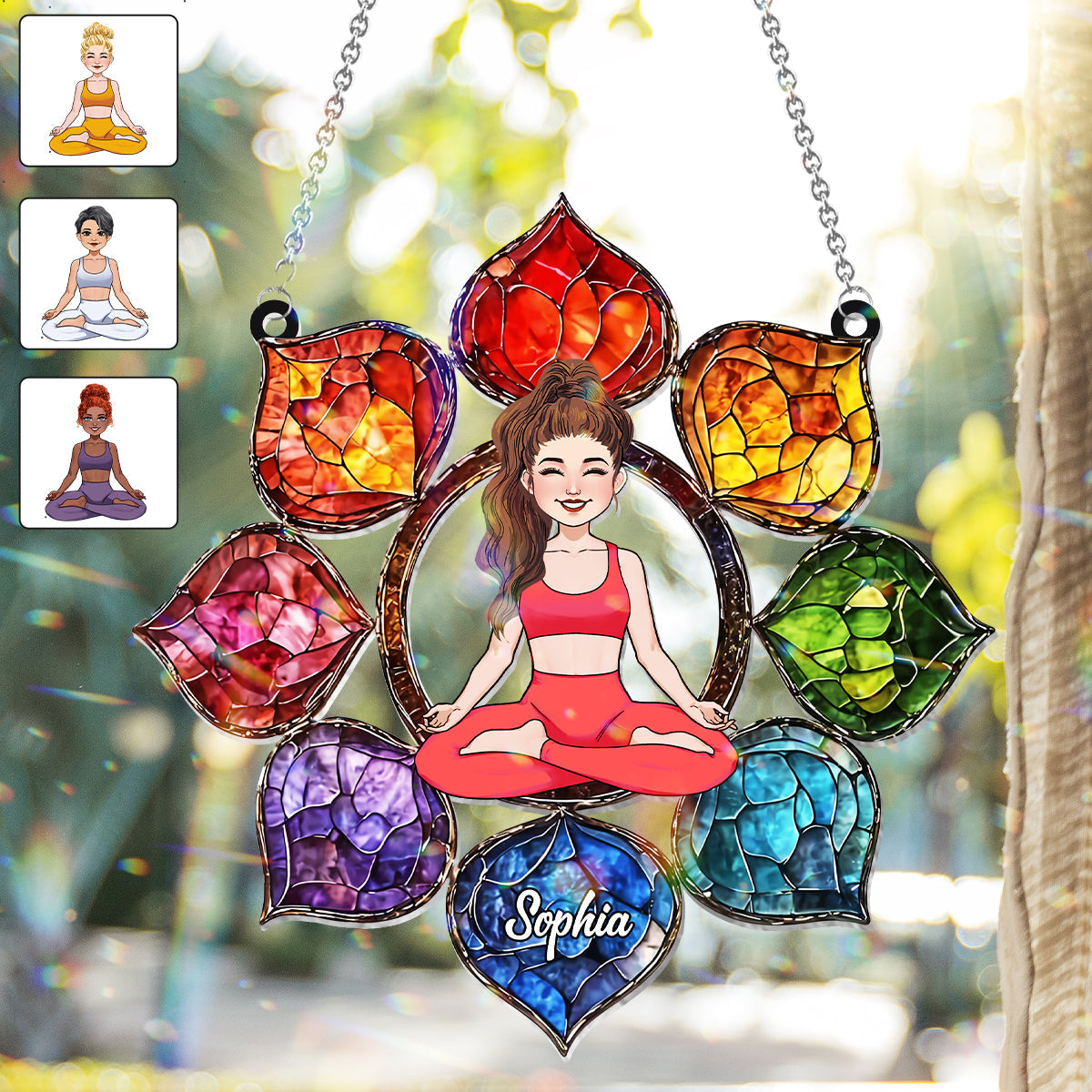 Leuchtendes Om-Symbol – Personalisierter Yoga-Fensterhänger als Sonnenfänger 