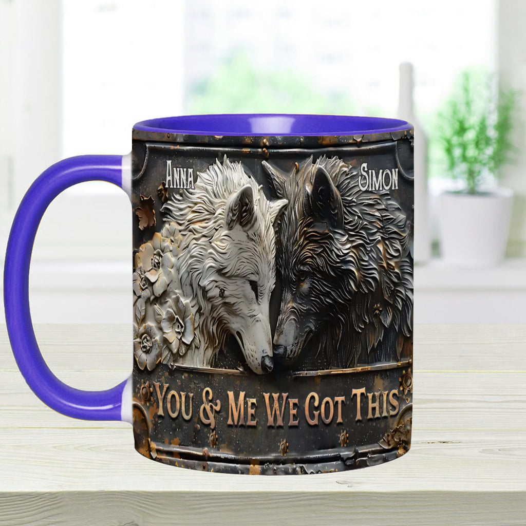 You & Me We Got This - Personalized Wolf Accent Mug