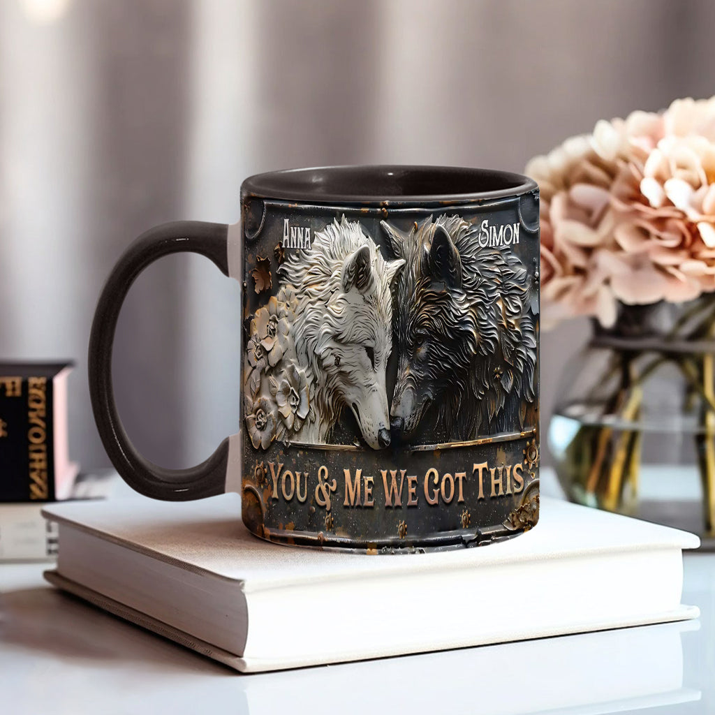 You & Me We Got This - Personalized Wolf Accent Mug