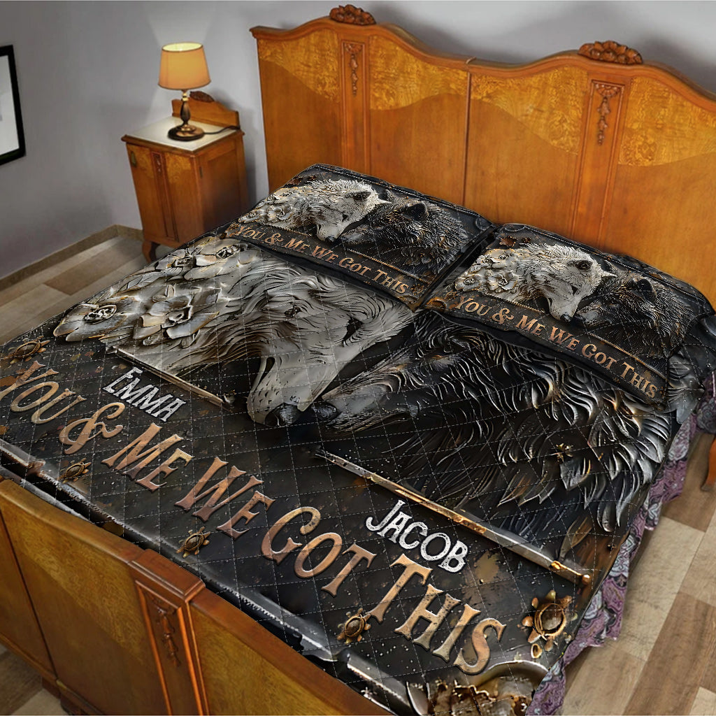 Toi et moi, on gère ça - Ensemble de courtepointe personnalisé avec loup