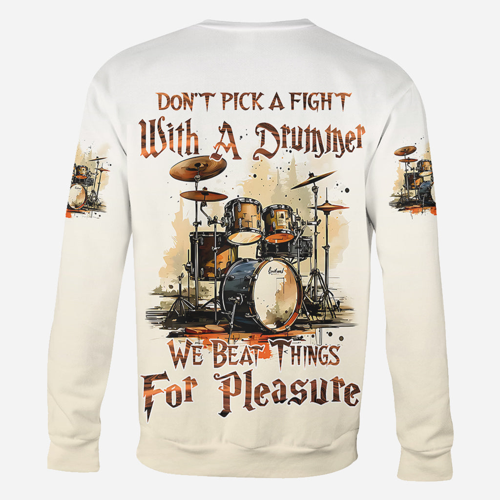 Don't Pick A Fight With A Drummer - Personalized Drummer All Over Shirt