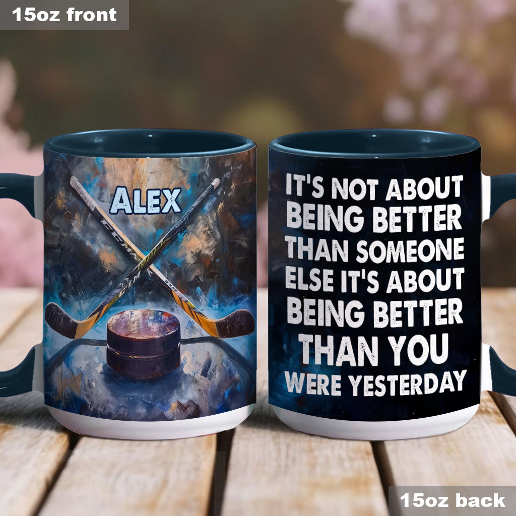 It's Being Better - Personalized Hockey Accent Mug