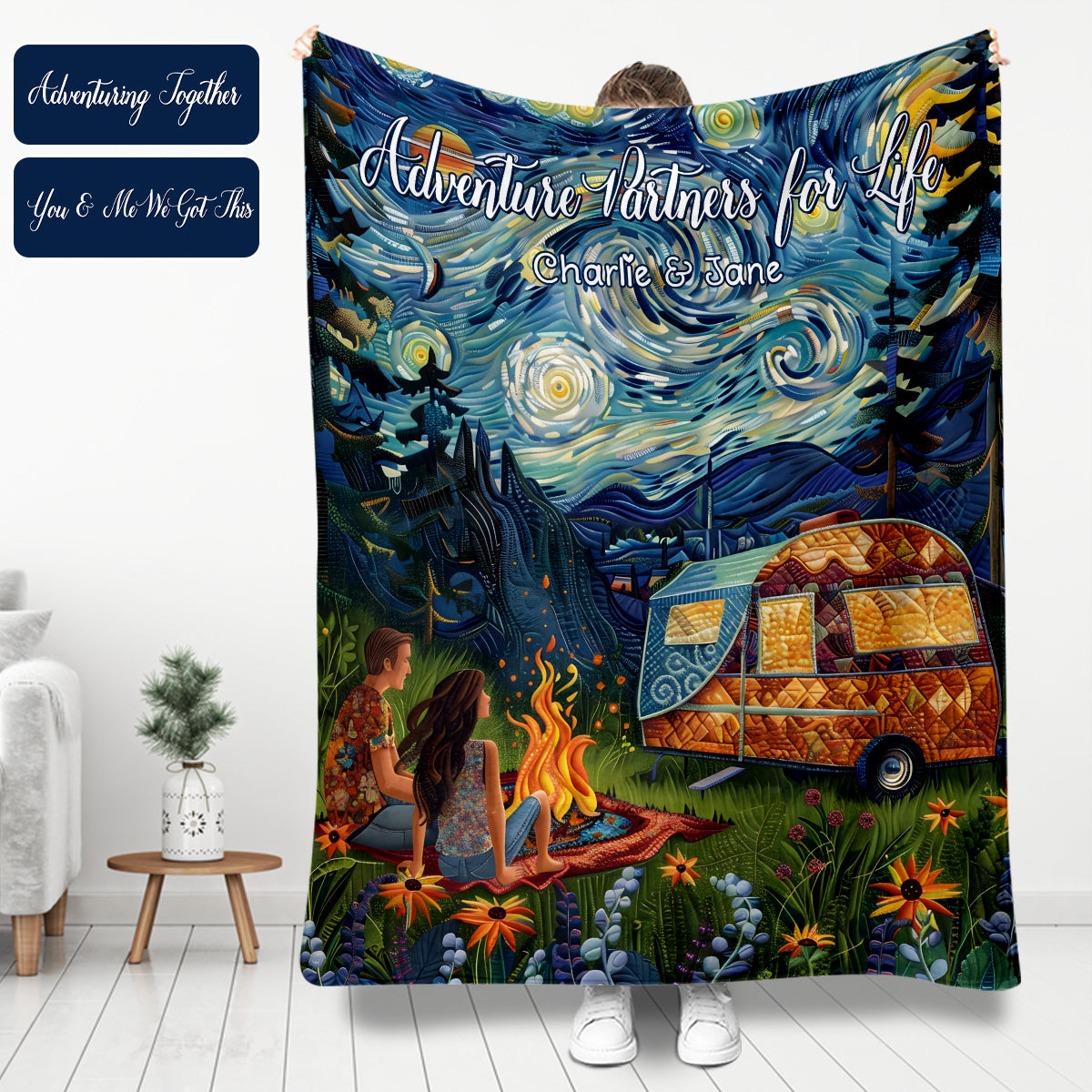 Adventure Partners for Life - Personalized Couple Blanket