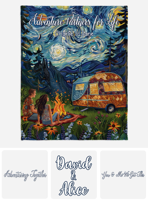 Adventure Partners for Life - Personalized Couple Blanket