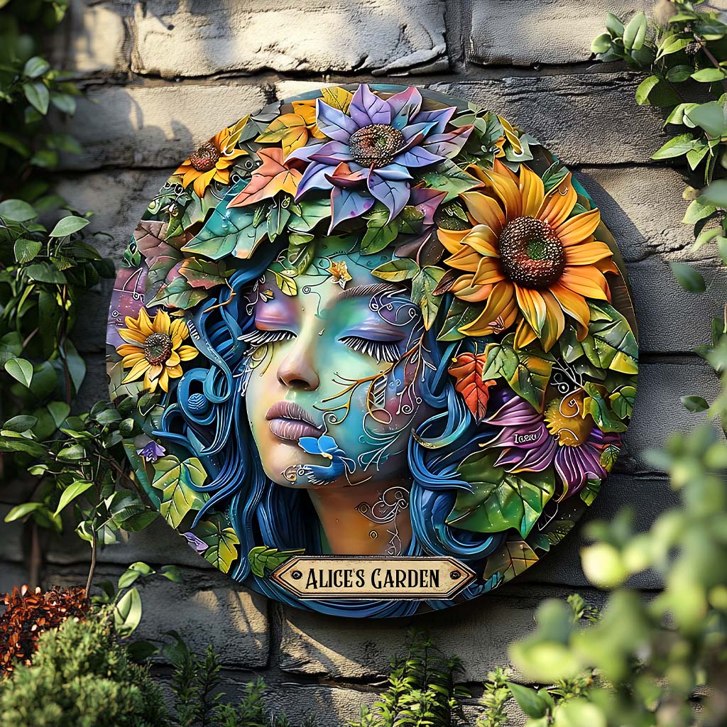 Mon jardin - Panneau métallique rond personnalisé pour le jardinage