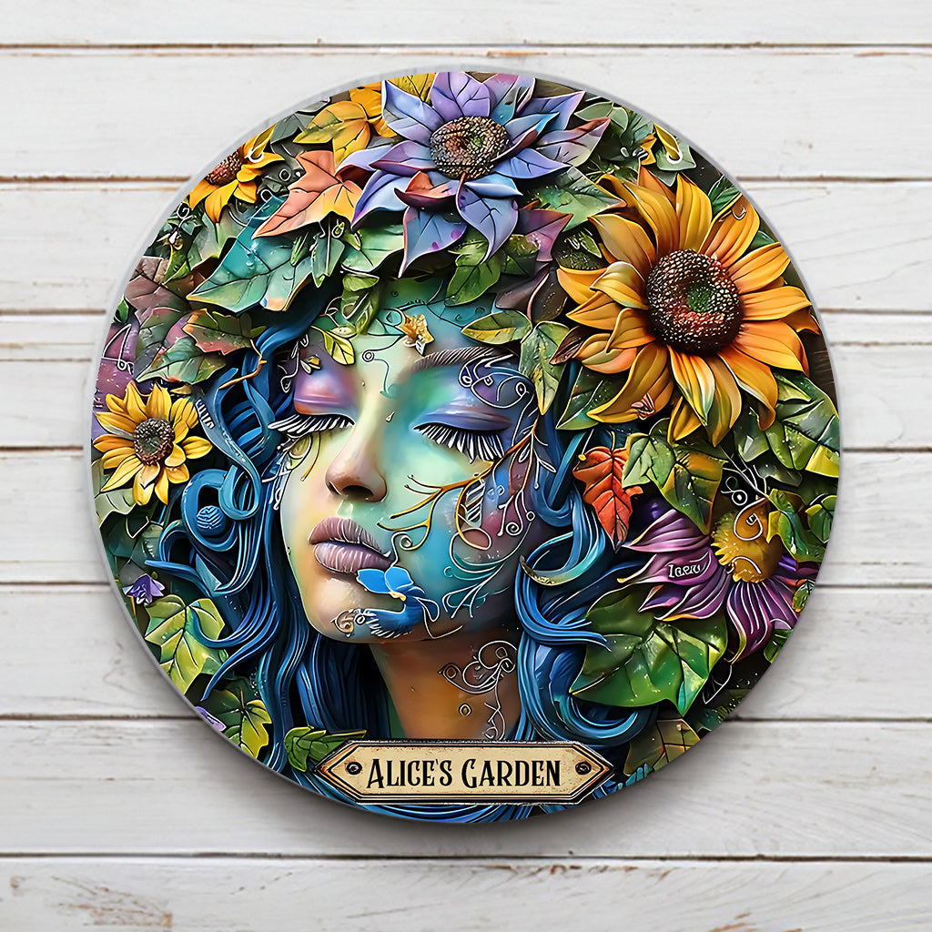 Mon jardin - Panneau métallique rond personnalisé pour le jardinage