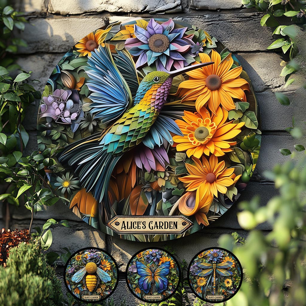 Beautiful Garden - Personalized Gardening Round Metal Sign