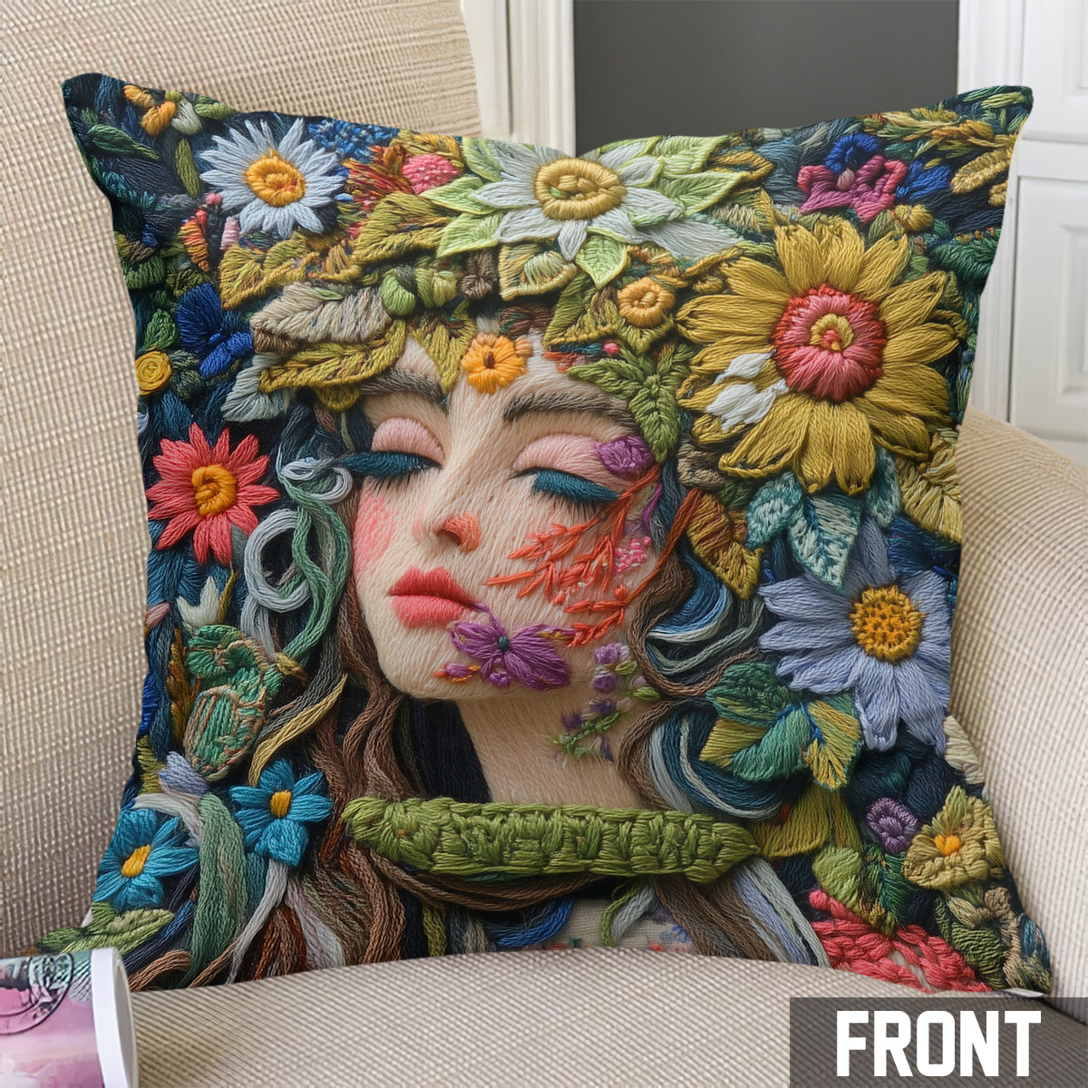 Floral Lady - Gardening Throw Pillow
