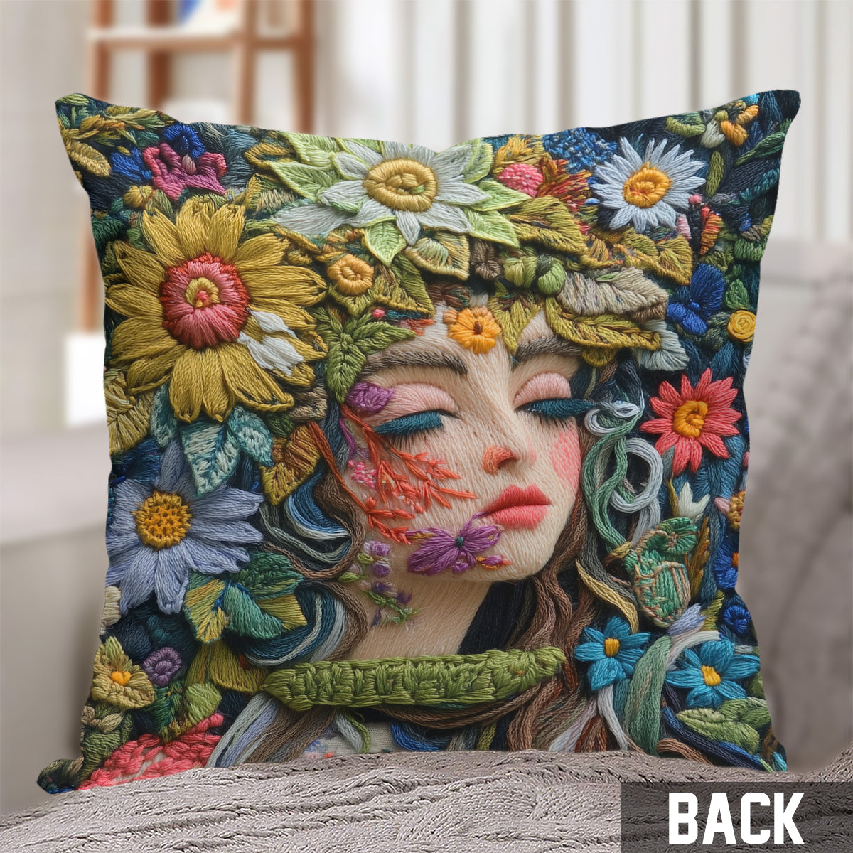 Floral Lady - Gardening Throw Pillow
