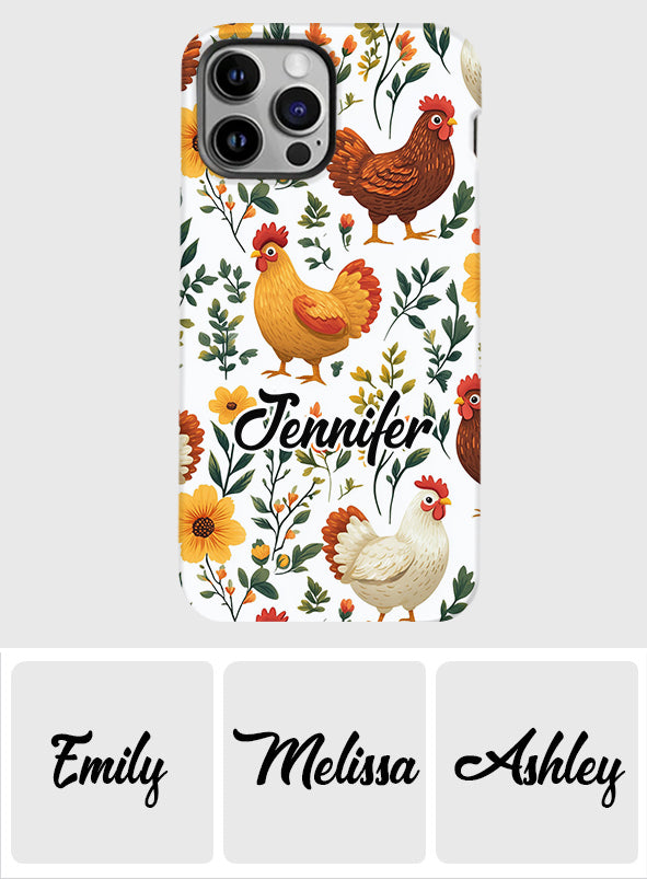 Cute Floral Chickens - Personalized Chicken Full Print Phone Case