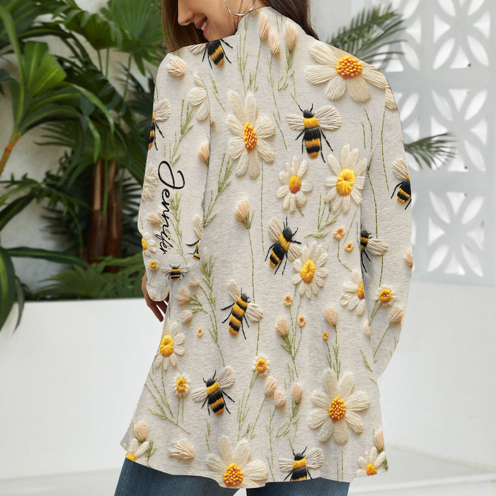 Flower And Bee – Personalisierter Bienen-Cardigan