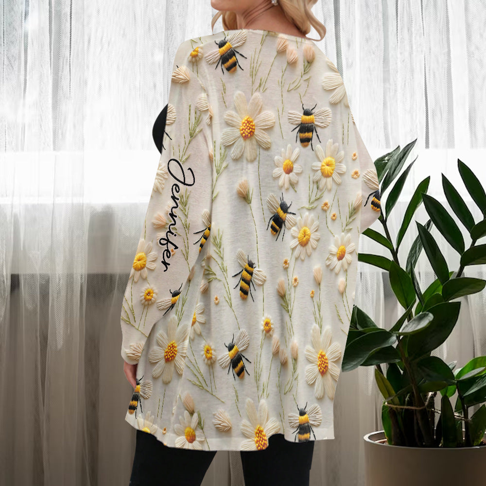 Flower And Bee – Personalisierter Bienen-Cardigan