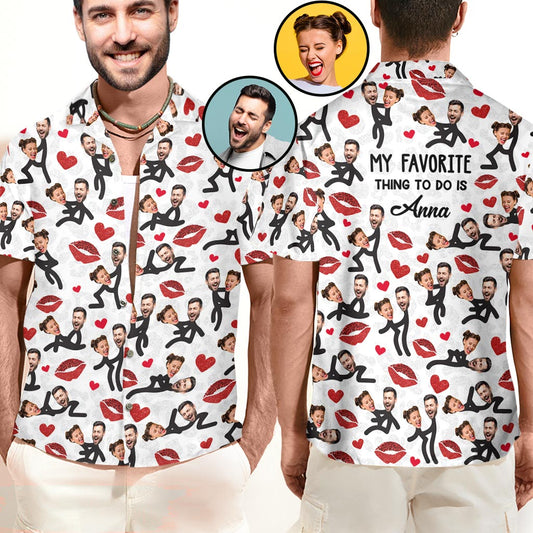 My Favorite Thing To Do - Personalized Couple Hawaiian Shirt