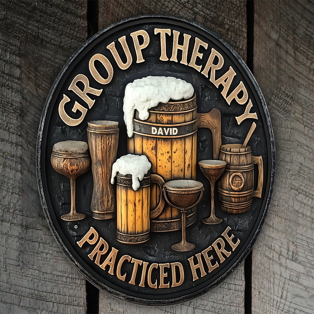 Group Therapy - Personalized Beer Cut Metal Sign