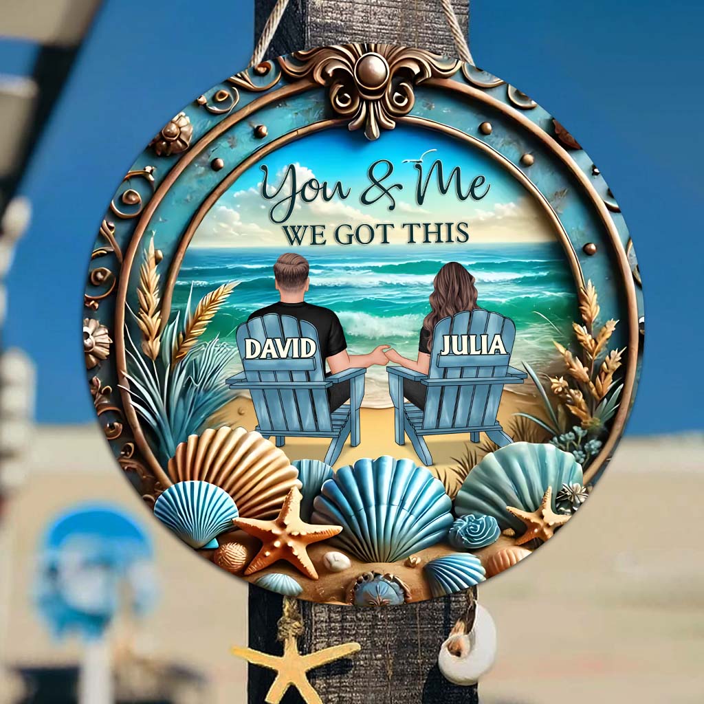 You & Me We Got This - Personalized Couple Custom Shaped Wood Sign