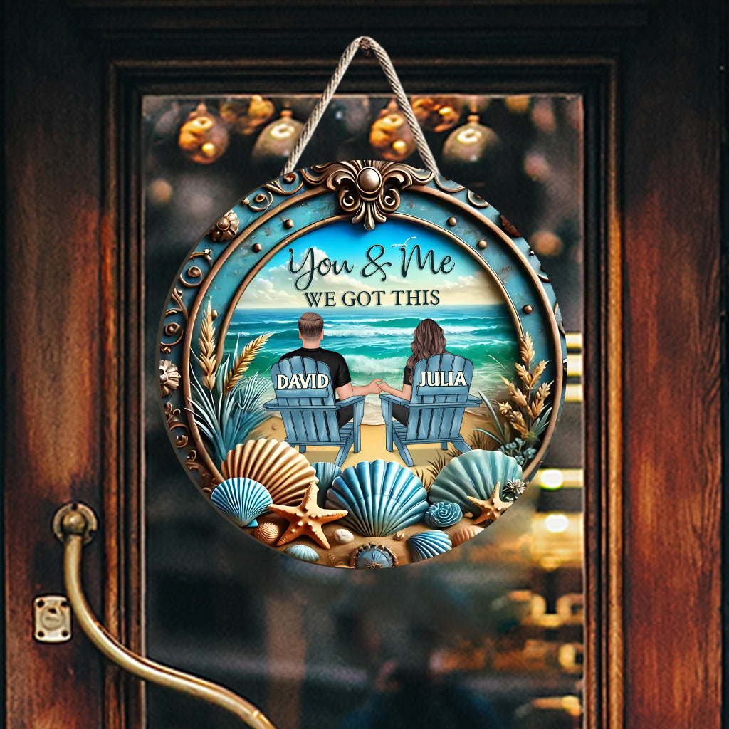 You & Me We Got This - Personalized Couple Custom Shaped Wood Sign