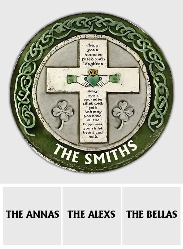 Rustic Irish Blessing Wall Cross - Personalized Saint Patrick's Day Round Shaped Stone