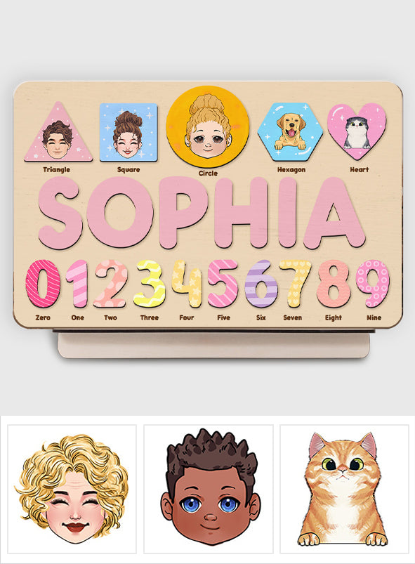 Algebraic Wooden Name Puzzle - Personalized Kid Name Puzzle