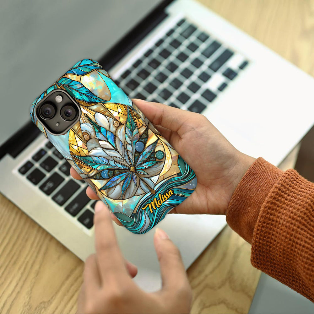 Superbe coque de téléphone personnalisée avec motif feuille et cannabis