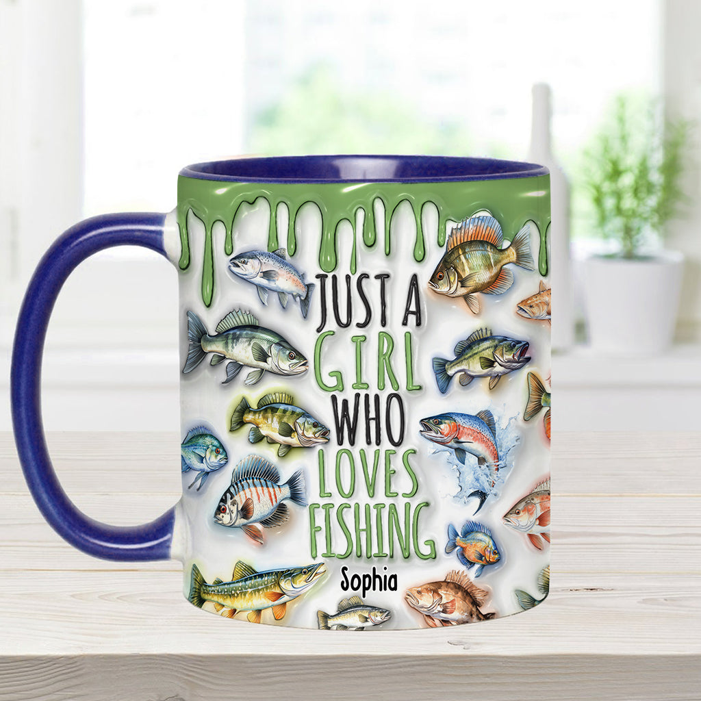 Just A Girl Who Loves Fishing - Personalized Fishing Accent Mug