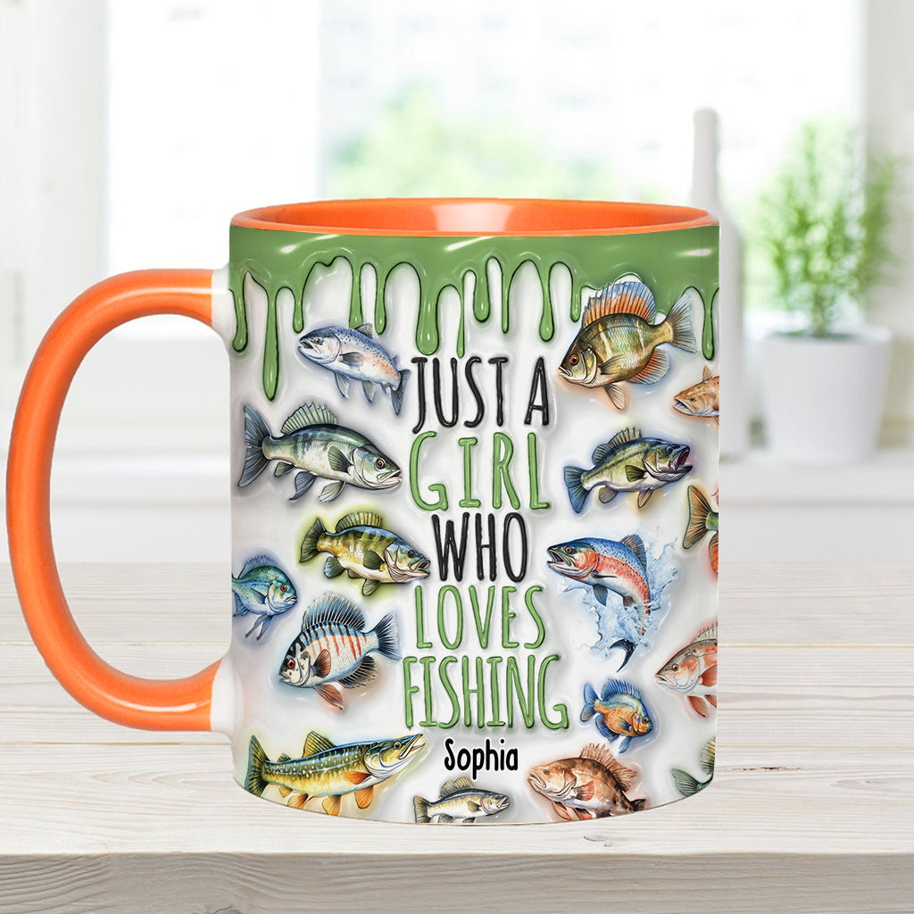 Just A Girl Who Loves Fishing - Personalized Fishing Accent Mug