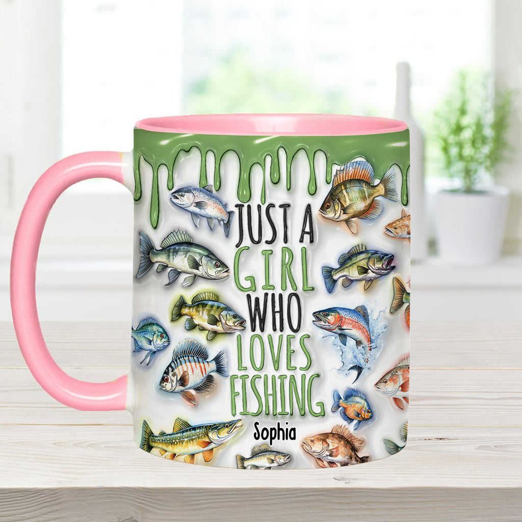 Just A Girl Who Loves Fishing - Personalized Fishing Accent Mug