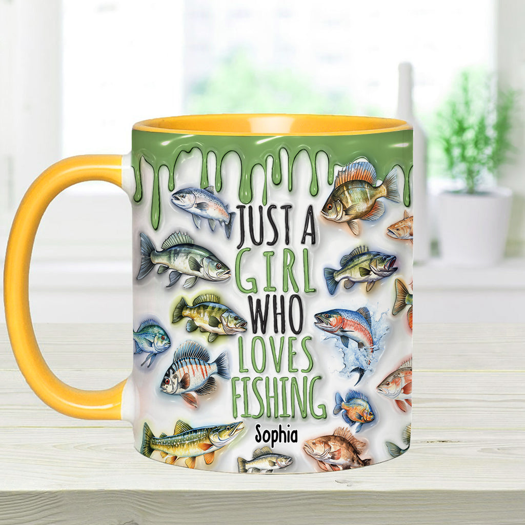 Just A Girl Who Loves Fishing - Personalized Fishing Accent Mug