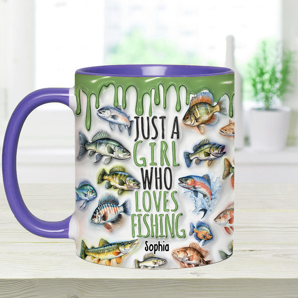 Just A Girl Who Loves Fishing - Personalized Fishing Accent Mug
