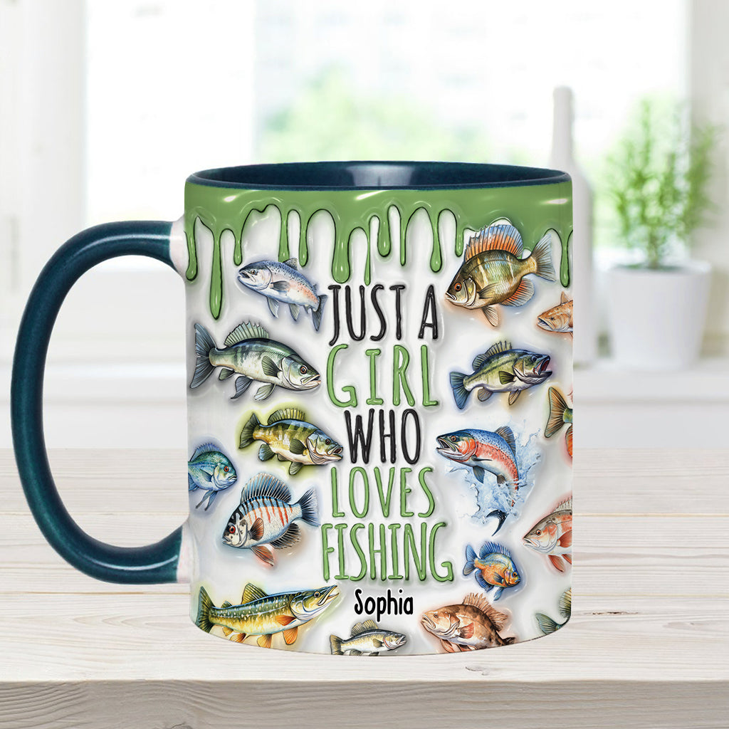 Just A Girl Who Loves Fishing - Personalized Fishing Accent Mug