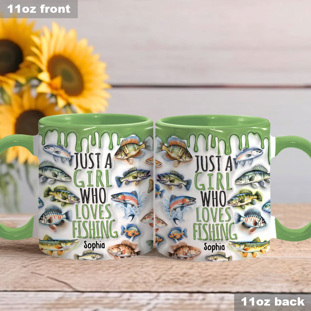 Just A Girl Who Loves Fishing - Personalized Fishing Accent Mug