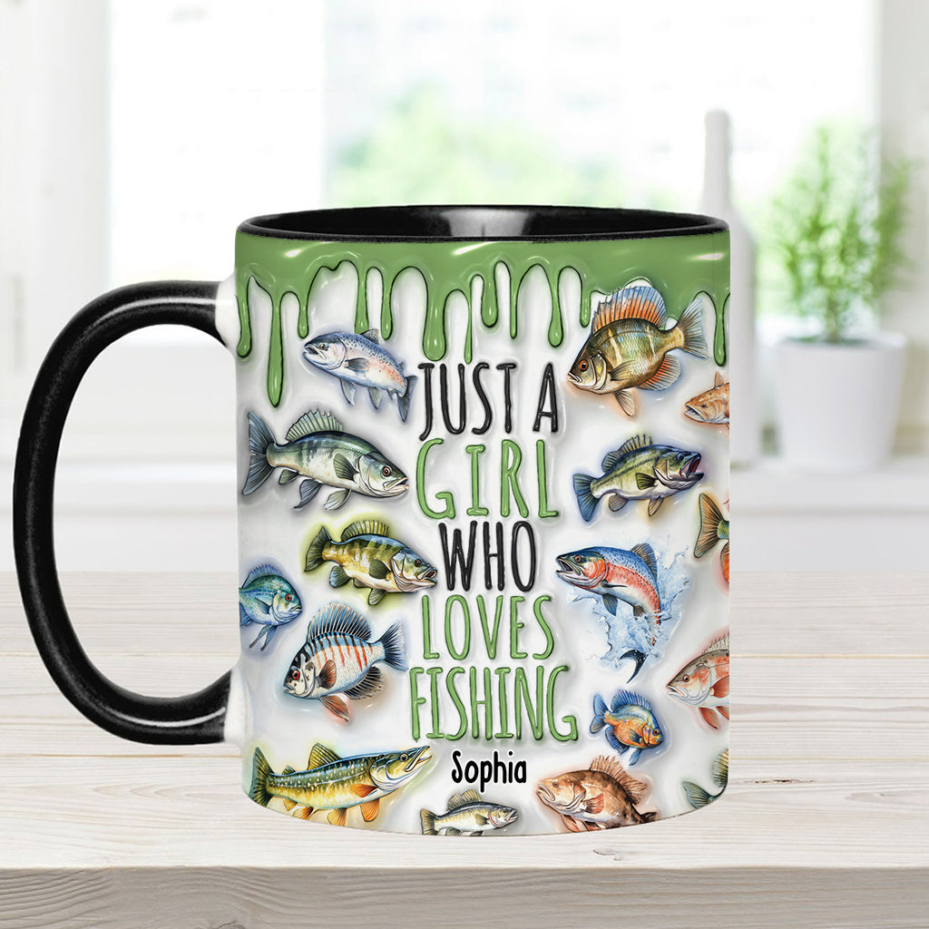 Just A Girl Who Loves Fishing - Personalized Fishing Accent Mug