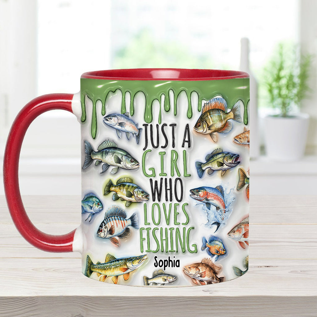 Just A Girl Who Loves Fishing - Personalized Fishing Accent Mug