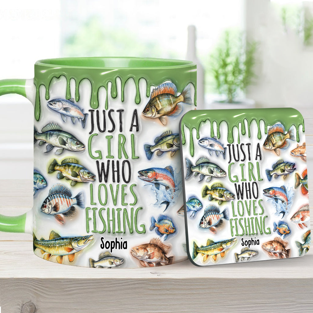 Just A Girl Who Loves Fishing - Personalized Fishing Accent Mug