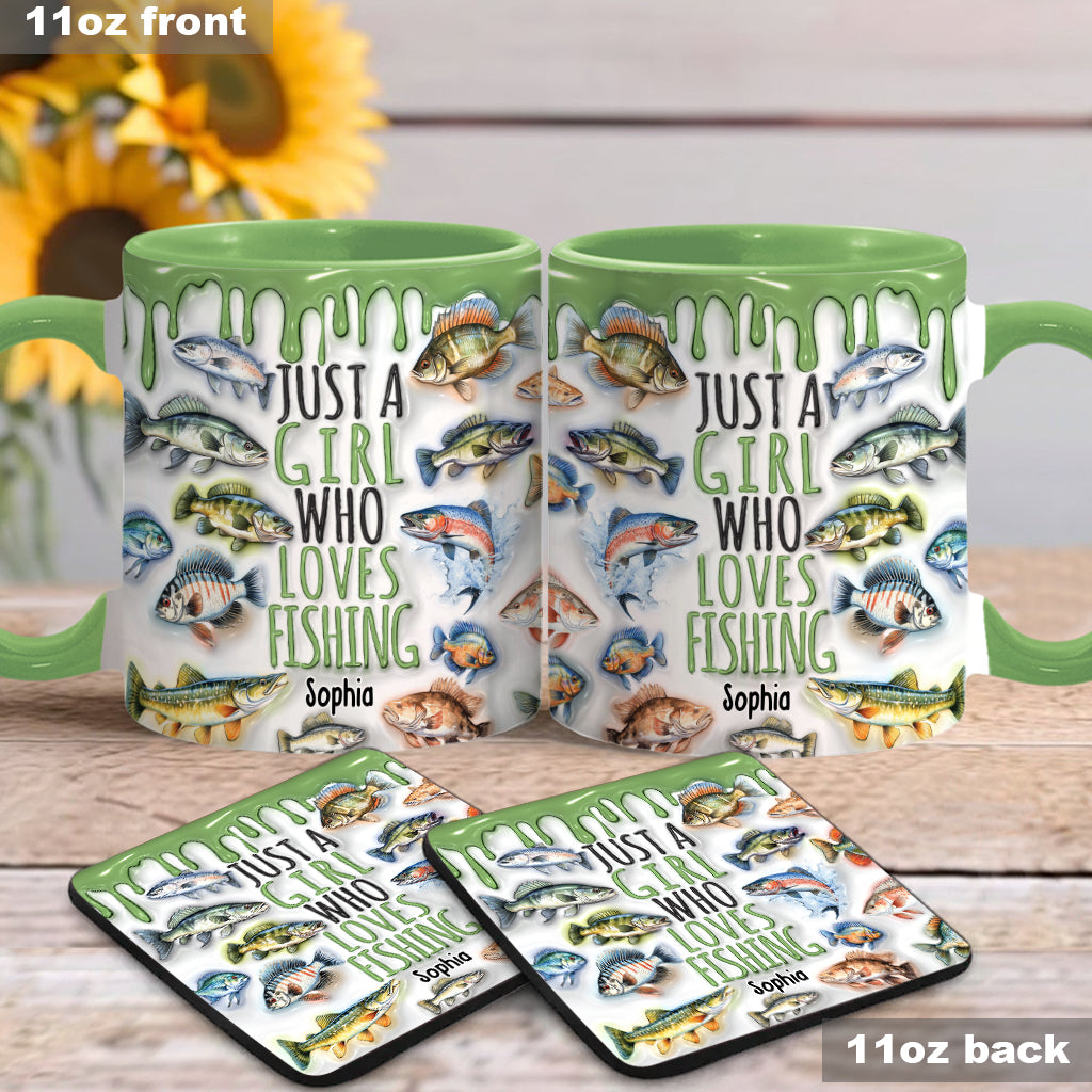Just A Girl Who Loves Fishing - Personalized Fishing Accent Mug