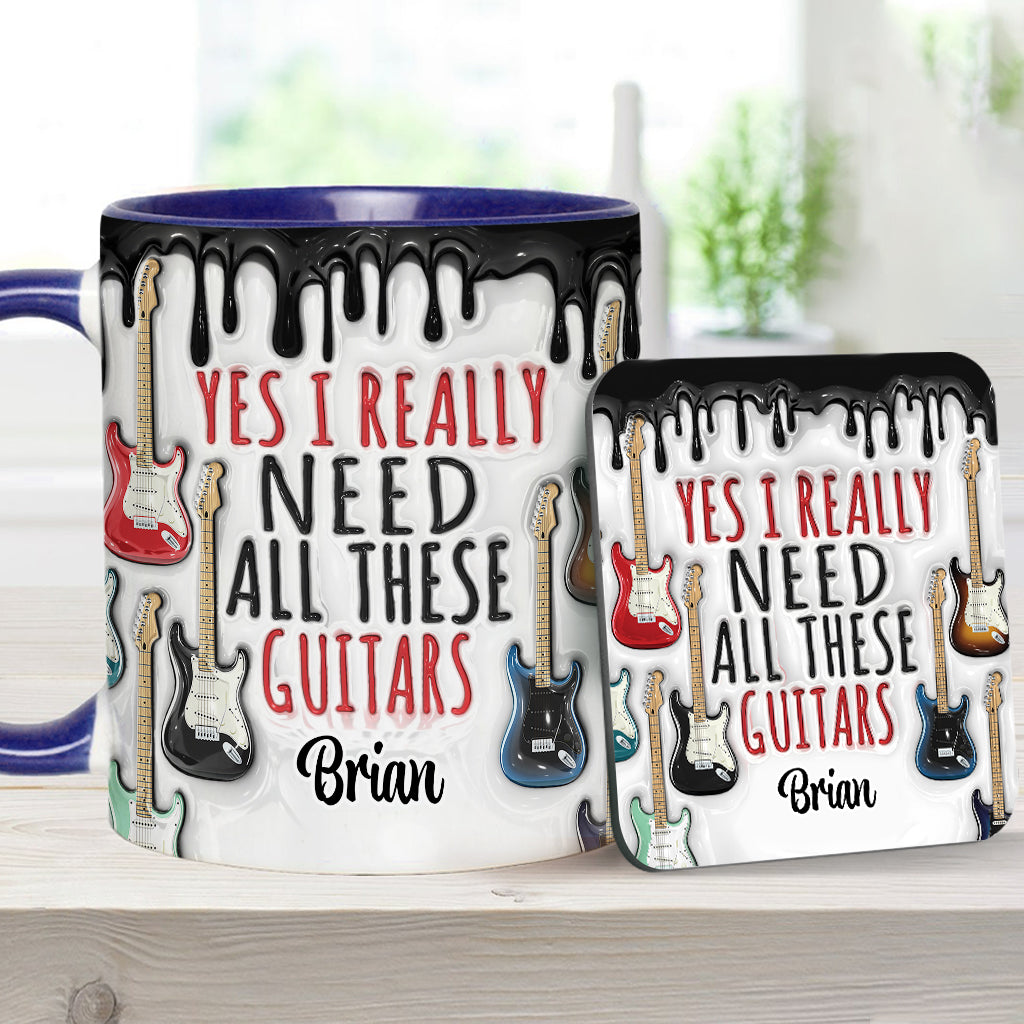 Yes I Really Do Need All These Guitars - Personalized Guitar Accent Mug