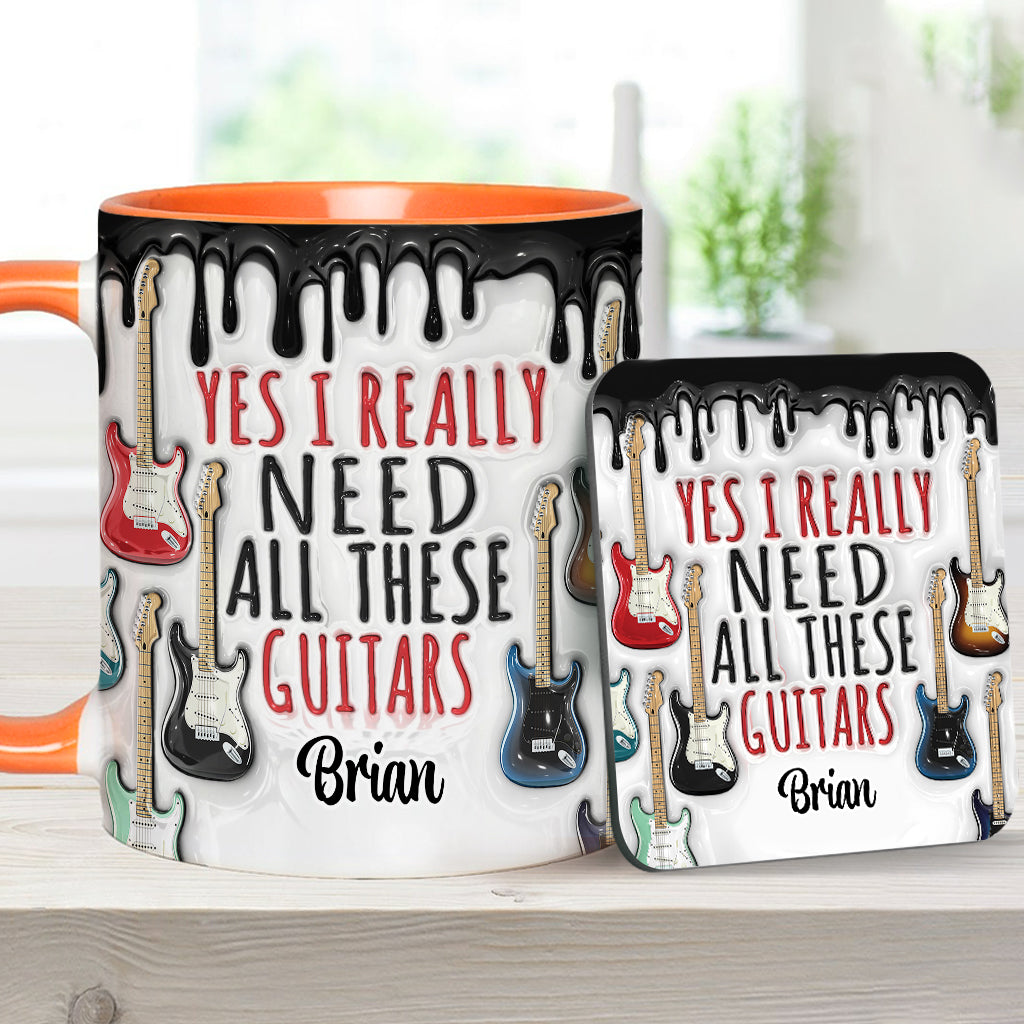 Yes I Really Do Need All These Guitars - Personalized Guitar Accent Mug