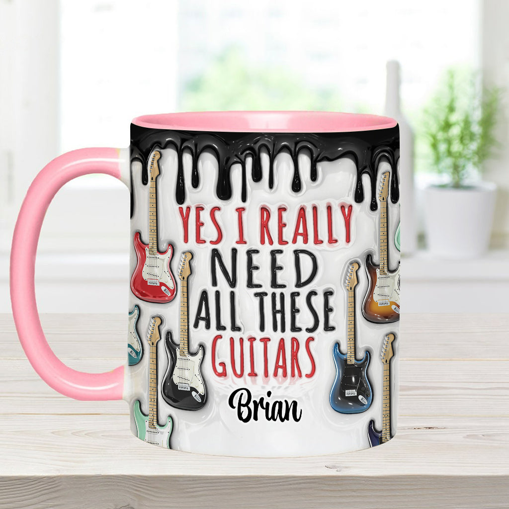 Yes I Really Do Need All These Guitars - Personalized Guitar Accent Mug